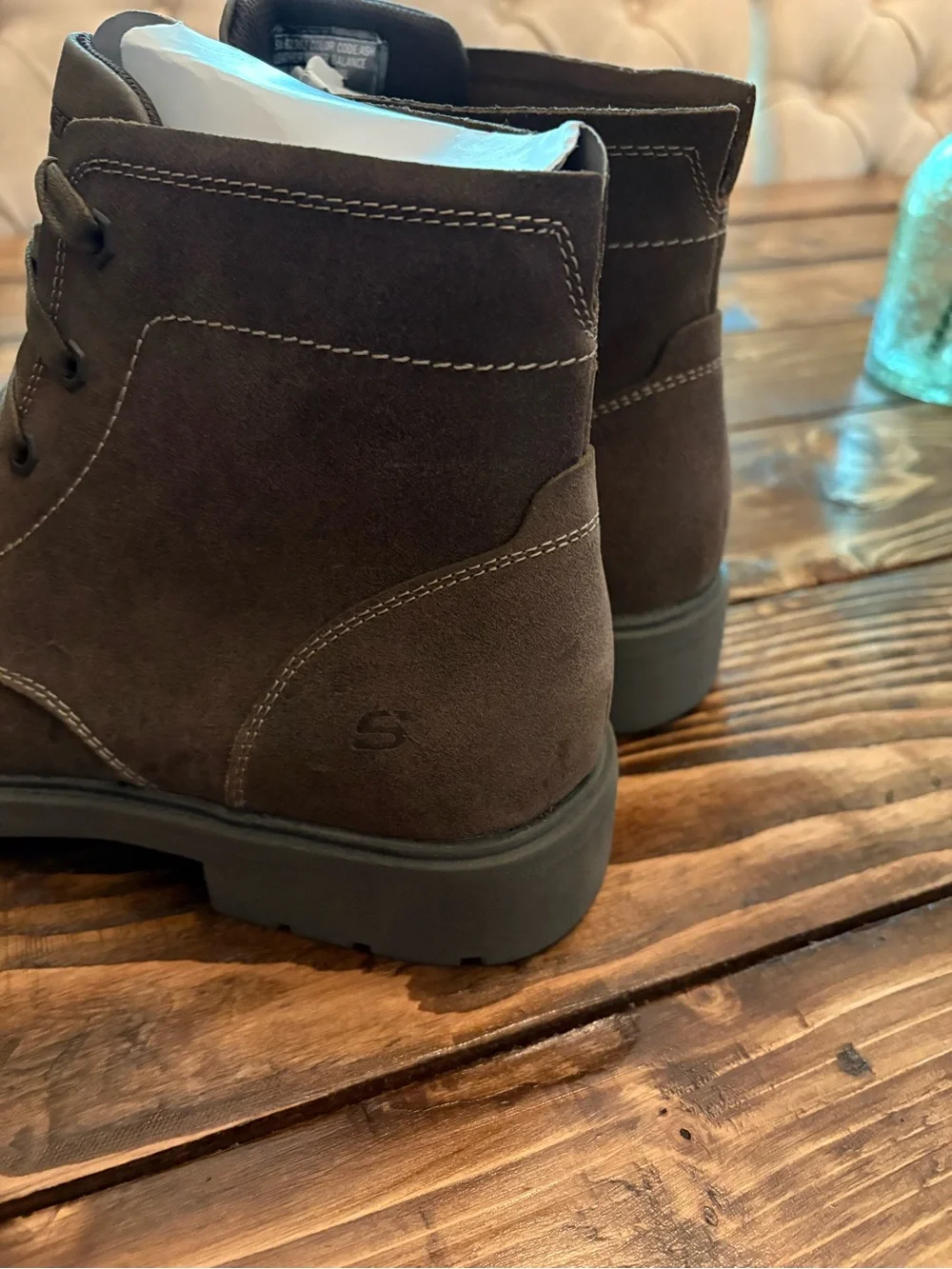 Men's Brown Lace-Up Casual Boots- Sketchers